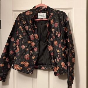 American Rag Black Floral Quilted Bomber Jacket